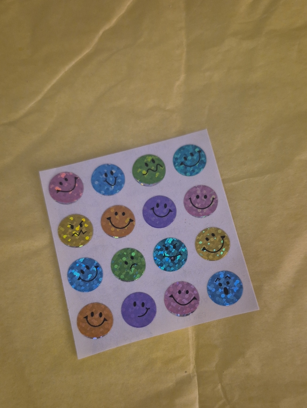 Multicolor Smiley Face Holographic Sticker Sheet
